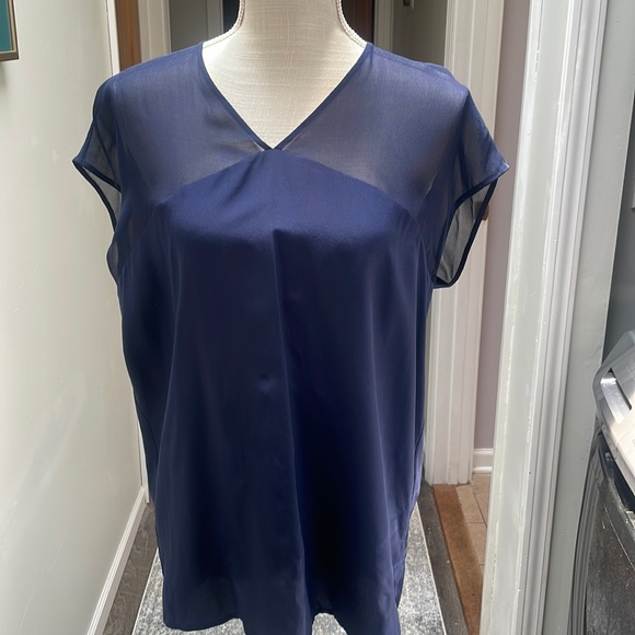 Vince silk and sheer blouse navy and black - Picture 1 of 3